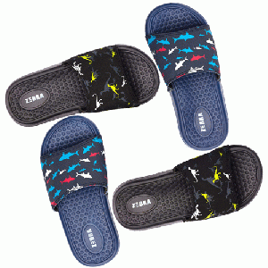 Zebra Slippers Boys Shark Blue - maat 27.5/29 + gratis sleutelhanger