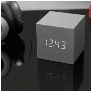 Gingko - Gravity Cube Click Clock Grey