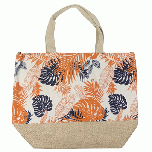 Strandtas Palm Leaves White