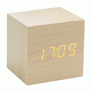 Gingko - Cube Click Clock Maple