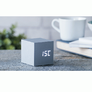 Gingko - Cube Click Clock Aluminium