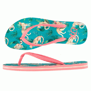 XQ Footwear - Flip Flops Teenslippers Dames panter turquoise/roze - maat 41