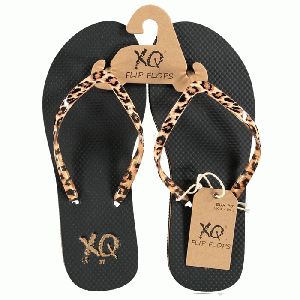 XQ Footwear - Flip Flops Teenslippers Dames leopard zwart - maat 37