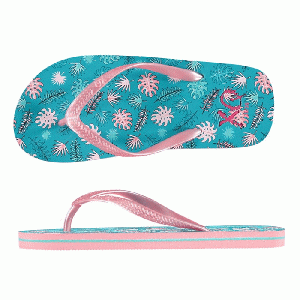 XQ Footwear - Flip Flops Teenslippers Girls met bladeren turquoise/roze - maat 25/26