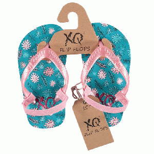 XQ Footwear - Flip Flops Teenslippers Girls met bladeren turquoise/roze - maat 19/20 (met hakbandje)