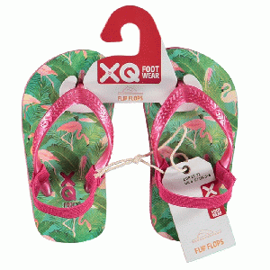 XQ Footwear - Flip Flops Teenslippers Girls flamingo groen/roze - maat 19/20 (met hakbandje)