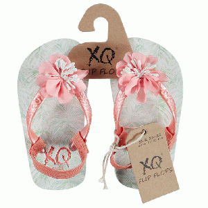 XQ Footwear - Flip Flops Teenslippers Girls met palmbladeren groen/roze - maat 21/22 (met hakbandje)