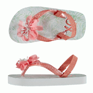 XQ Footwear - Flip Flops Teenslippers Girls met palmbladeren groen/roze - maat 23/24 (met hakbandje)