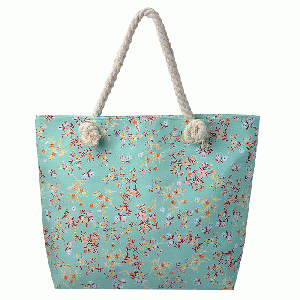 Juleeze - Strandtas Bloemetjes turquoise