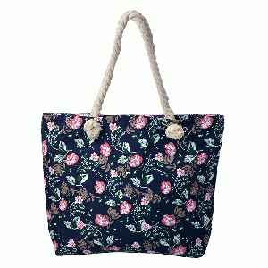 Juleeze - Strandtas Bloemen donkerblauw