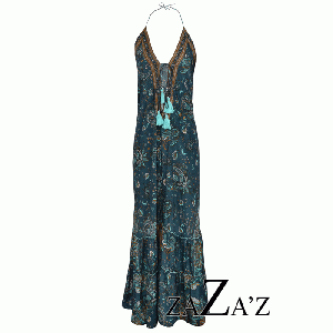 Zaza'z - Boho jurk met paisley print navy - maat M