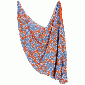 Langwerpige zomer sjaal blauw/oranje