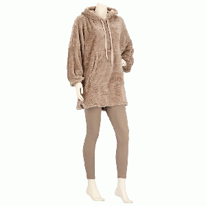 Huggle Hoodie dames Effen donker beige - one size