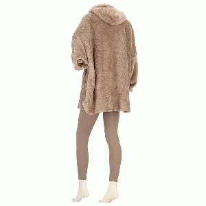 Huggle Hoodie dames Effen donker beige - one size