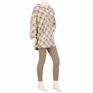 Huggle Hoodie dames Ruit beige - one size