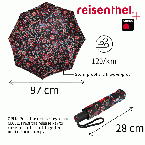 Umbrella Pocket Duomatic opvouwbare paraplu - Paisley Black