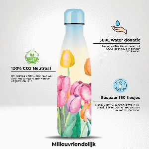 Tulpenveld drinkfles RVS 500 ml