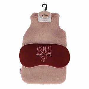 Warmwaterkruik met slaapmasker Teddy roze