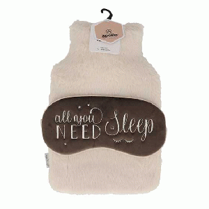 Warmwaterkruik met slaapmasker Teddy beige