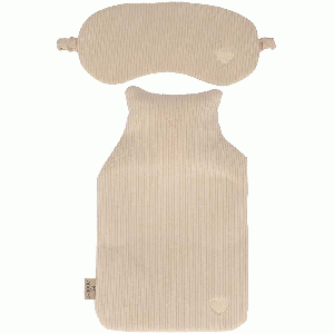 Warmwaterkruik met slaapmasker Rib beige